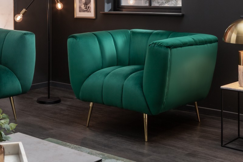 Fauteuil en velours coloris vert émeraude Fauteuil en velours coloris vert émeraude