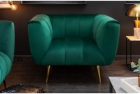 Fauteuil en velours coloris vert émeraude