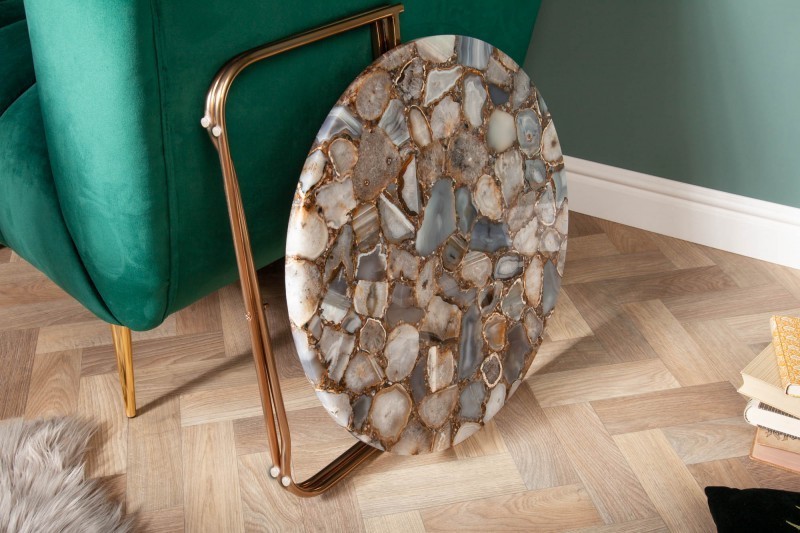 Table basse en agate coloris bleu et doré