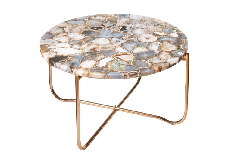 Table basse en agate coloris bleu et doré
