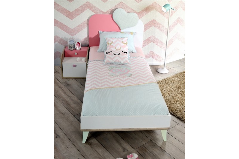 Lit 120x200 design "coeur" pour fille