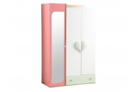 Armoire à 3 portes avec miroir design " heart " pour fille