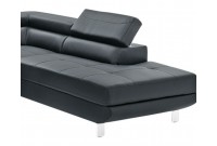 Canapé relax d'angle gauche convertible avec rangement en simili cuir noir